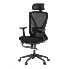 Kancelářská ergonomická židle MAINE s opěrkou na nohy — síť, černá