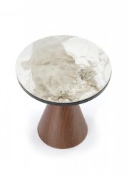 Konferenčný stolík GENESIS S — keramika, kov, dekor biely mramor / orech