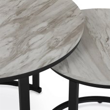 Sada 2 moderných konferenčných stolíkov OREO 3 – s mramorovým dekorom a kovovou základňou Autronic