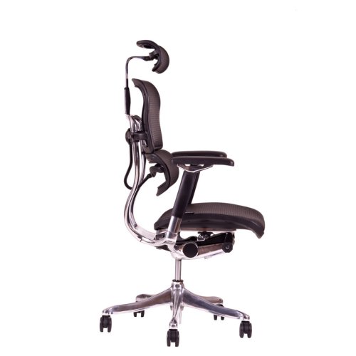 Kancelářská židle na kolečkách Office Pro SIRIUS Q24 – s područkami i podhlavníkem, nosnost 150 kg - Čalounění Sirius: MESH černá