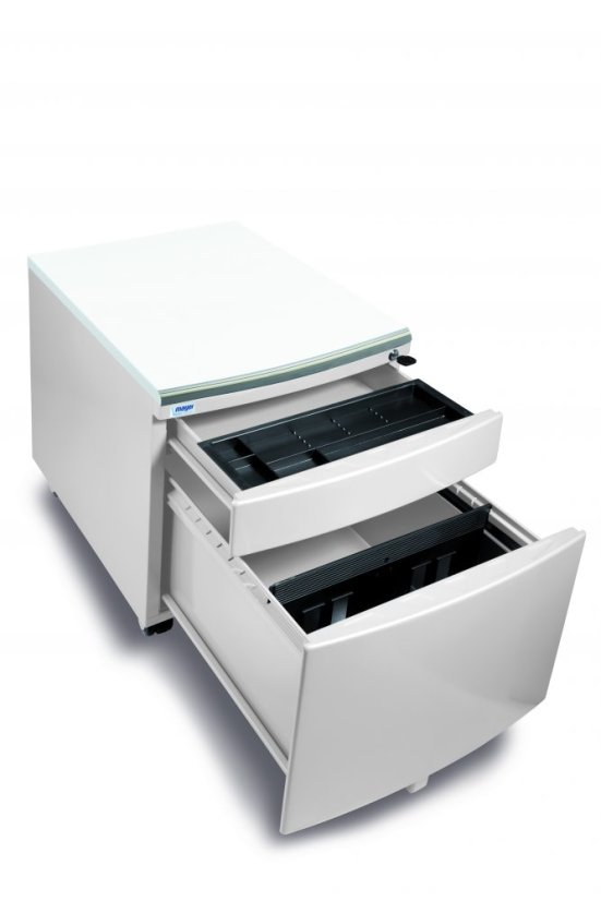 Pojazdný kontajner Mayer 32W8 W — biely, biela doska