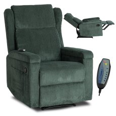 Masážne kreslo SEBASTIAN zo zeleného menčestru pre relax a komfort