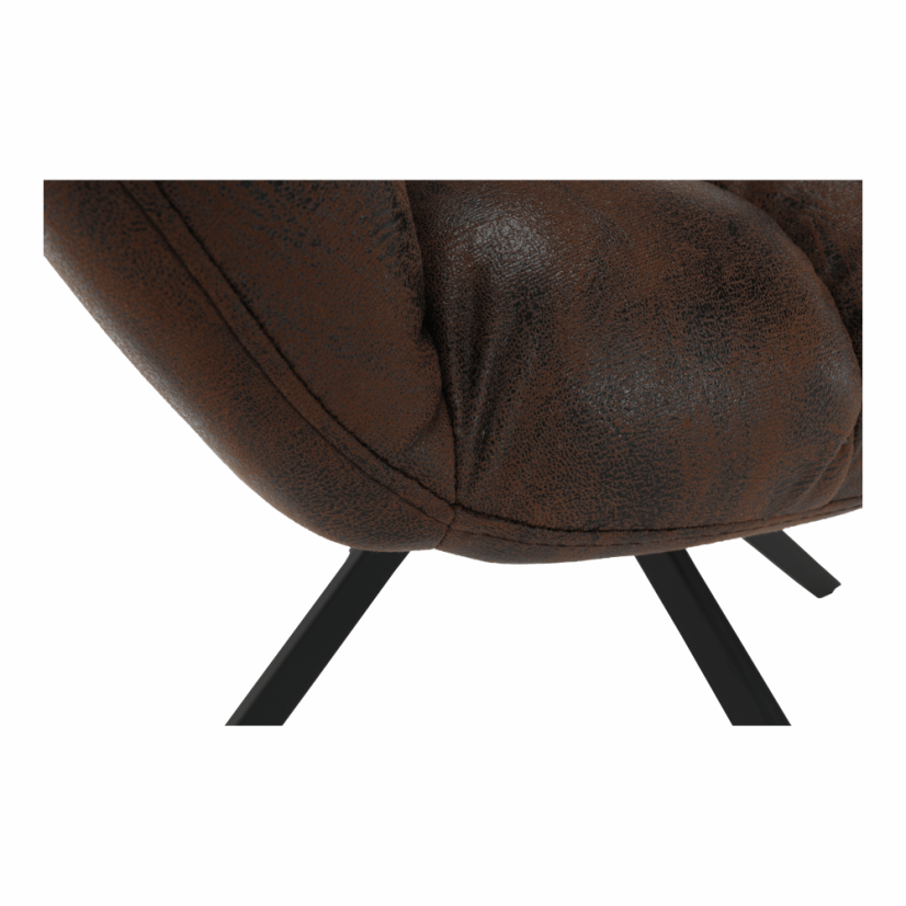 Designové otočné relaxační křeslo KOMODO — kov, látka s efektem broušené kůže, hnědá/černá Kondela