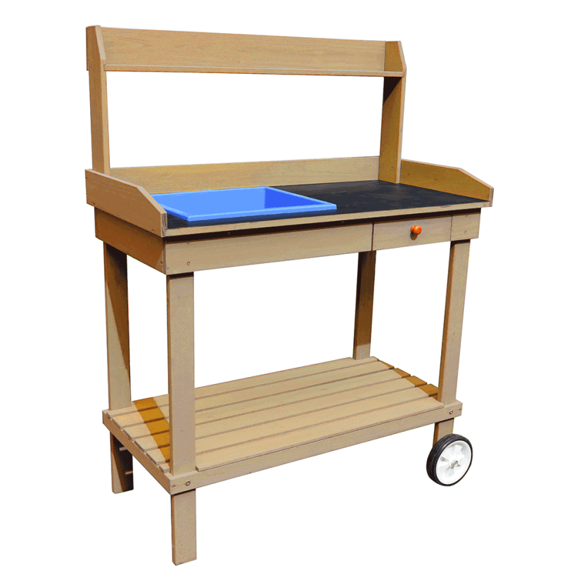 Zahradní pracovní stolek BARDY — dřevo, hnědá Kondela