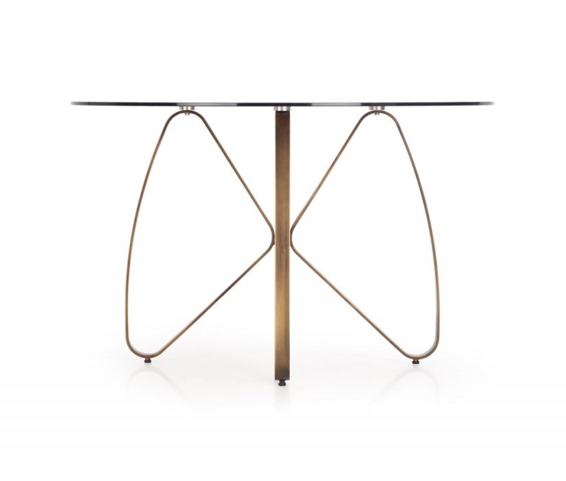 Jídelní kulatý stůl LUNGO –? 120x76, hnědý/zlatý Halmar