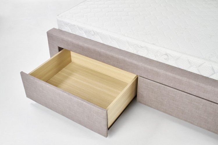 Dvoulůžková postel EVORA –⁠ 160x200, látka, béžová