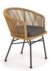 Křeslo STERN – umělý ratan, kov, látka šedá Halmar