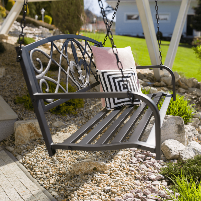 Zahradní houpačka ABEA — ocel, černá Kondela