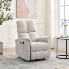 Luxusní krémové polohovací masážní křeslo THERMIO s výhřevem a USB