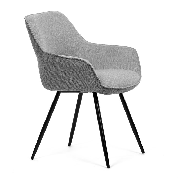 Jedálenská stolička BONY - strieborno-sivá látka, čierny kov