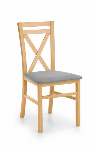 Drevená jedálenská stolička DARIUSZ – masív, látka, viac farieb - Varianty DARIUSZ: Medový dub / Sivá