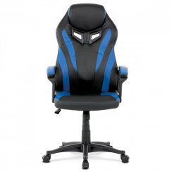 Herná stolička STRANGE –⁠ ekokoža, modrá / čierna