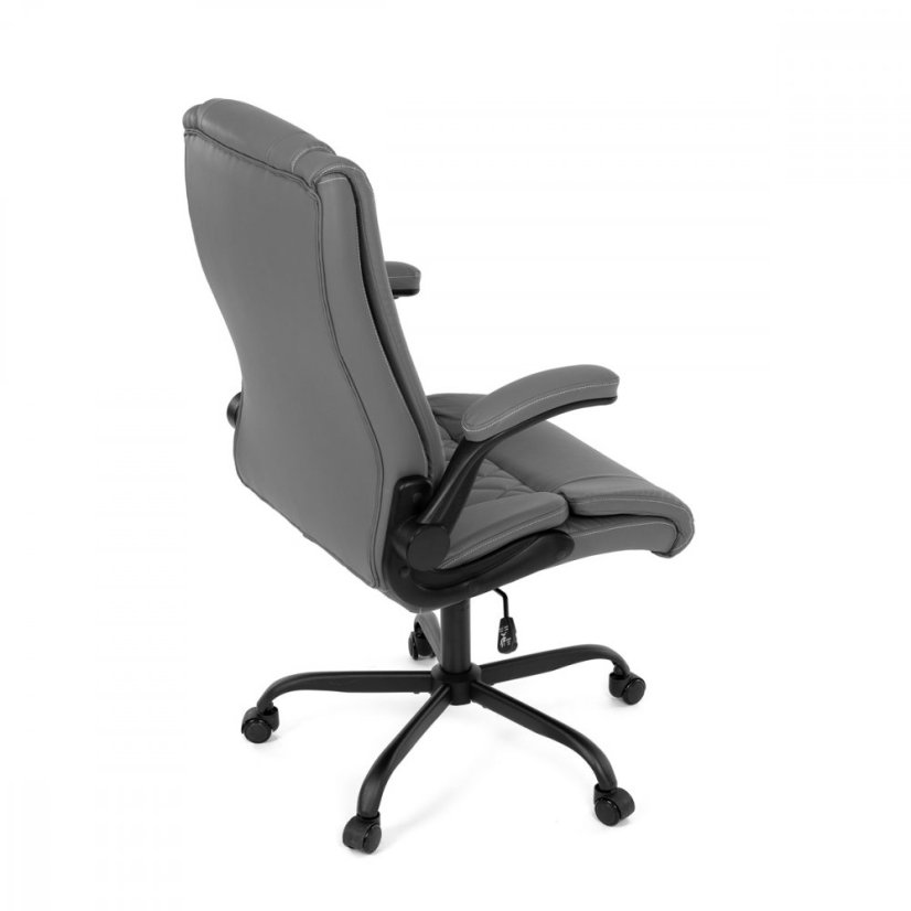Kancelárske kreslo CYRUS — kov, ekokoža, siva
