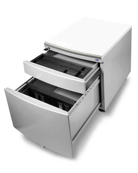 Pojazdný kontajner Mayer 32P8 W — strieborný, biela doska