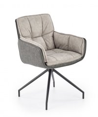 Jedálenské kreslo FIORA — oceľ, ekokoža, látka, sivá