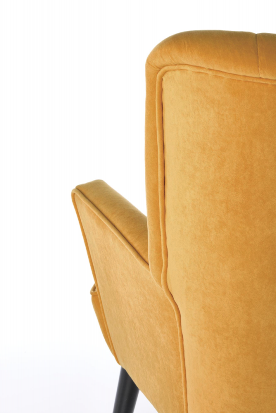 Relaxační křeslo ušák DELGADO — masiv, látka žlutá Halmar