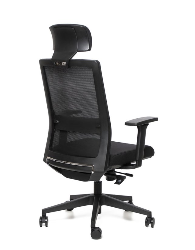 Kancelárska ergonomická stolička Sego LINK — sieť/látka, čierna