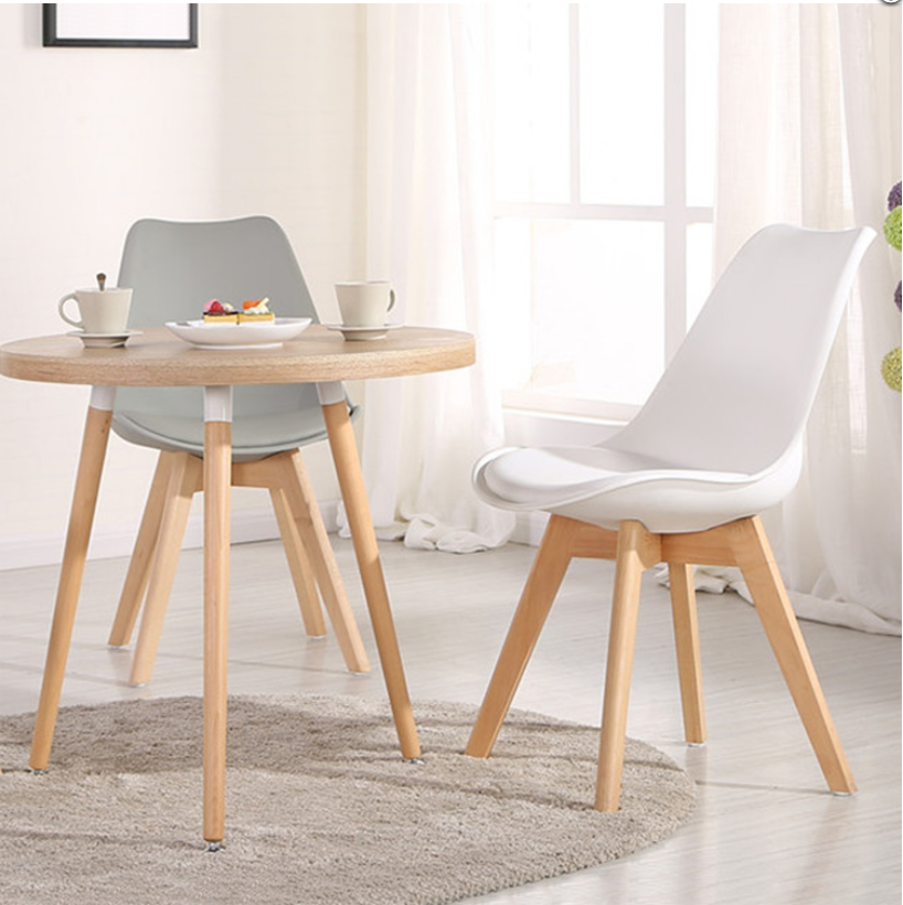 Jedálenská stolička QUATRO – plast, masív buk/plast, biela