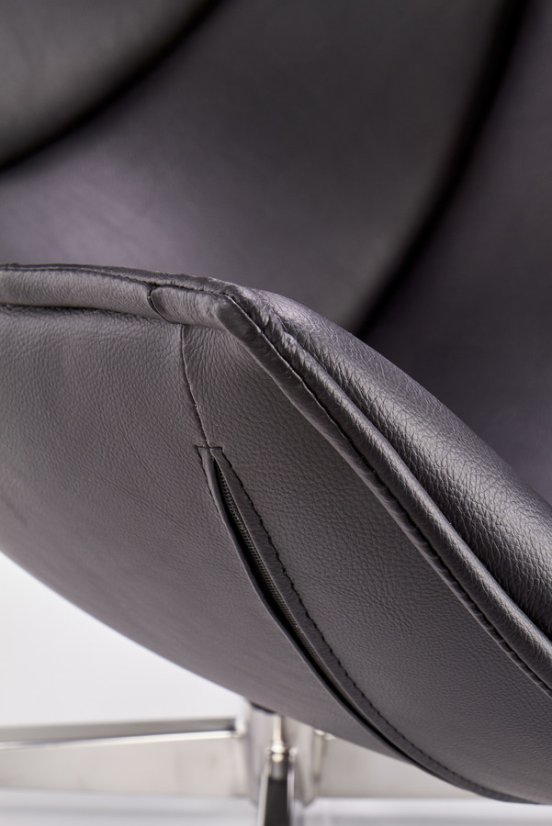 Dizajnové kreslo LUXOR — otáčanie, nerez oceľ / čierna koža