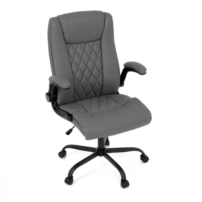 Kancelárske kreslo CYRUS — kov, ekokoža, siva