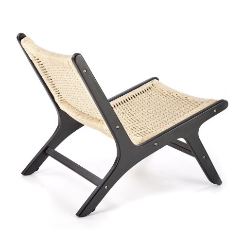 Zahradní židle FODEN — masiv, provaz, černá / přírodní