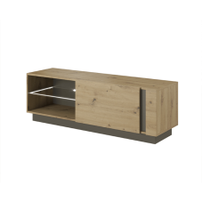 TV stolek CITY — 138,1x40x45,5, dub artisan/šedý grafit