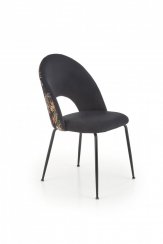Jedálenská stolička MALVE - kov, látka, čierna / vzor