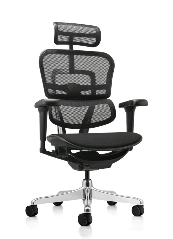Kancelárska ergonomická stolička SIRIUS NEO – operadlo sieť, čalúnený sedák, čierna