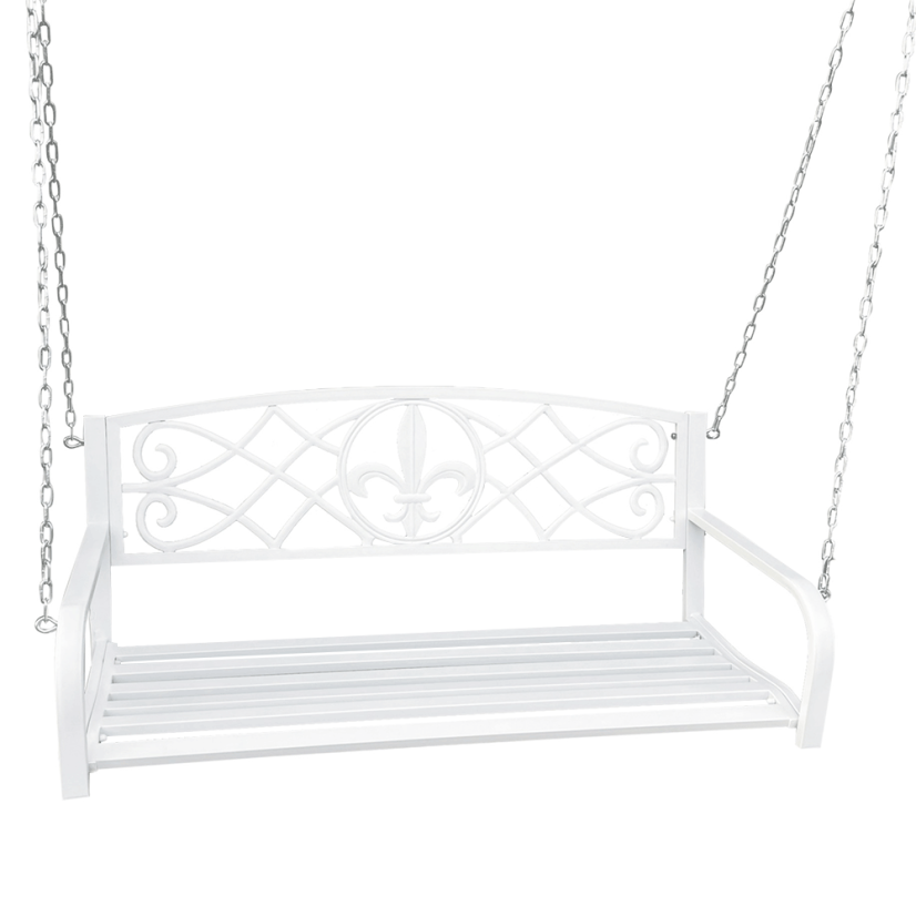 Zahradní houpačka ABEA — ocel, bílá Kondela