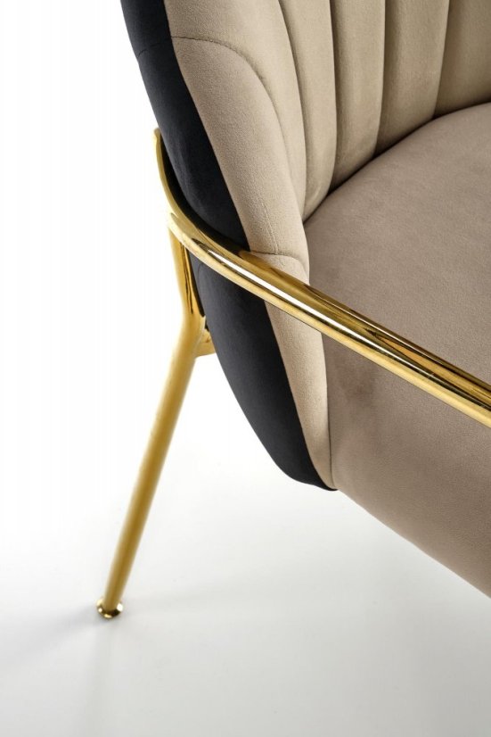 Jedálenské kresielko VIENNA — oceľ, látka, čierna / béžová