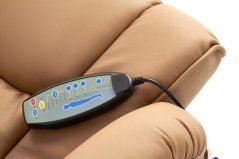 Masážní polohovací křeslo s vyhříváním MATADOR — ohýbané dřevo/ekokůže, béžová Halmar