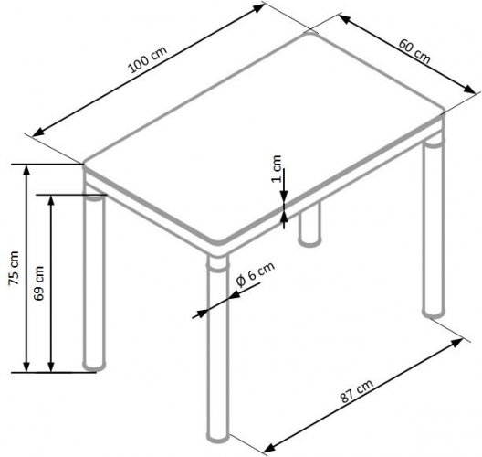 Jídelní stůl ARGUS –⁠ 100x60x75, sklo, bílý