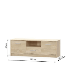 TV stolek TEYO — 123x38x42, dub sonoma