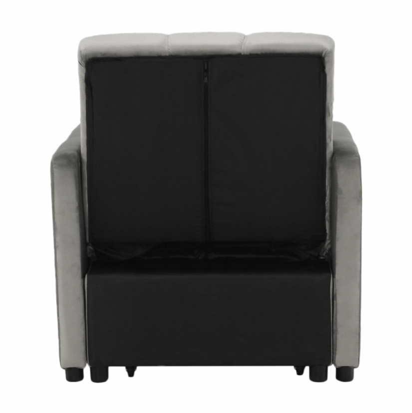 Rozkládací křeslo IGRIM — světlešedá látka/plast