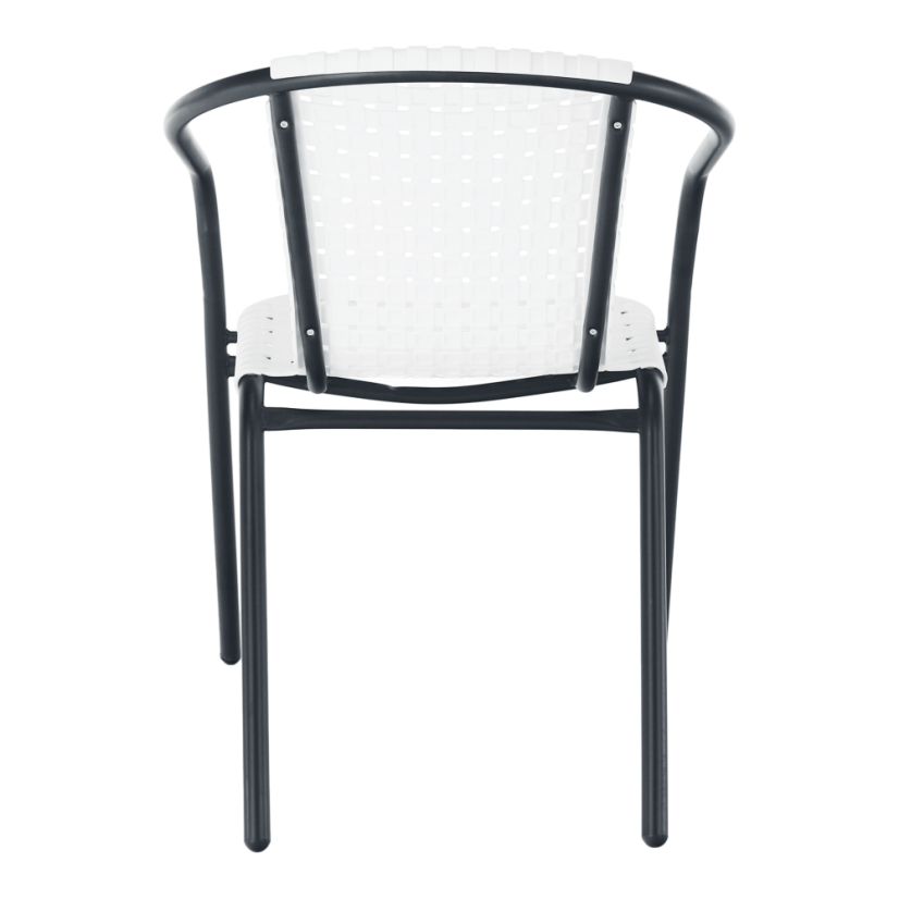 Zahradní židle BERGOLA — kov, plast, černá / bílá Kondela