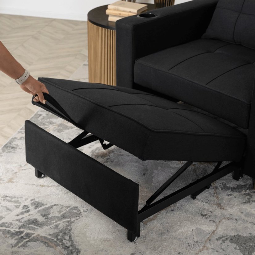 Elegantné ergonomické kreslo SOLOR v čiernej farbe - s držiakom na pitie