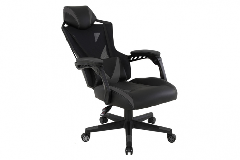 Herní křeslo TOP RACING – síť/PU kůže, černá, nosnost 130 kg Autronic