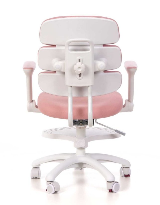 Dětská rostoucí židle GRIDDY — látka, bílá / růžová