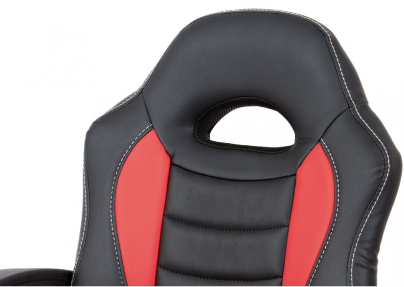 Detská herná stolička na kolieskach SINLIG - ekokoža, červená