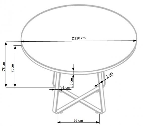 Jídelní kulatý stůl LOOPER 2 — průměr 120 cm, zlatý dub /černá