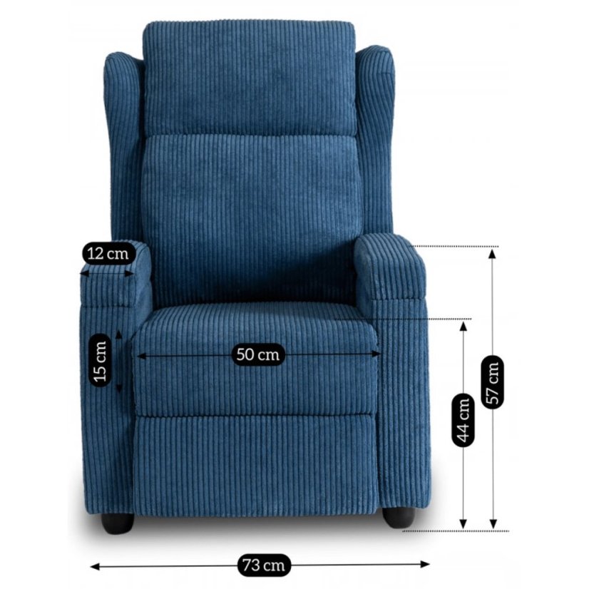 Elegantné modré kreslo SPENCER z manšestru