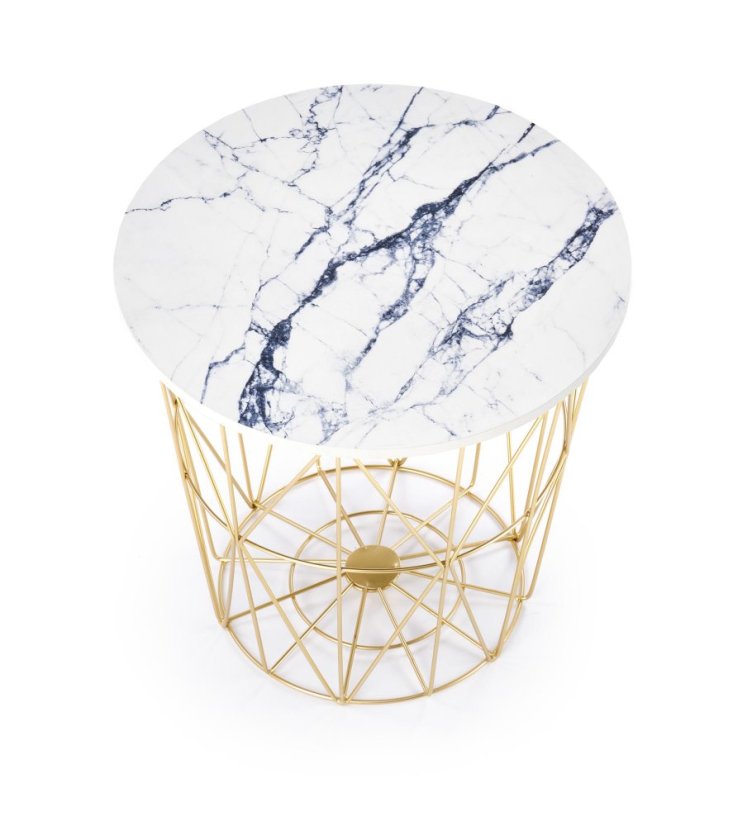 Konferenčný stolík HARISSA — kov, zlatá / biela
