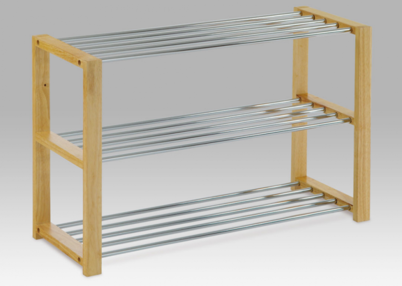 3policový botník v prevedení chróm / prírodný