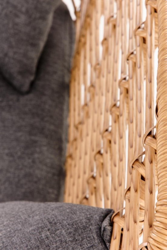 Pohovka IKARO — umělý ratan, látka, šedá Halmar