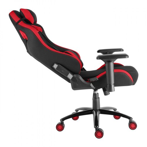 Herná stolička IRON XXL — látka, čierna / červená, nosnosť 140 kg