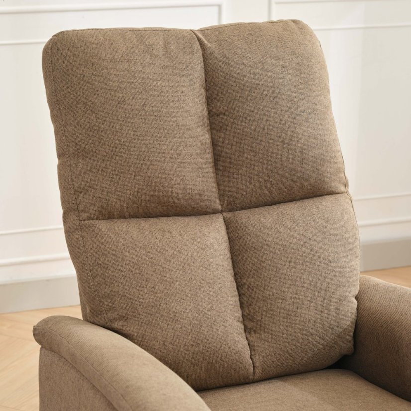 Relaxační polohovací křeslo MORRIS — látka, hnědá Autronic