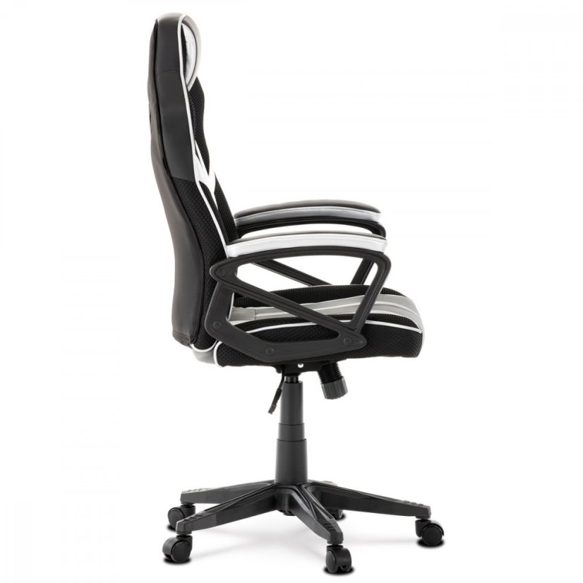 Herné kreslo LANCER — látka, ekokoža, čierna / biela