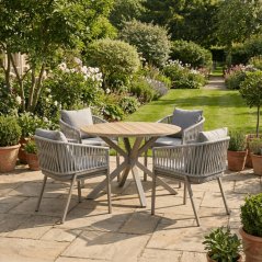 Zahradní křesílko WEAVE –  béžová z kovu a polyratanu, Autronic