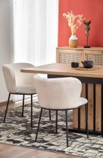 Jedálenská stolička PEKORA — kov, látka, biela