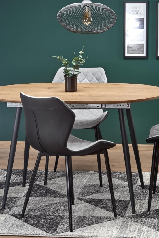 Jídelní kulatý rozkládací stůl COLORADO – 120x80x74 (+40) dub/kov, černý Halmar